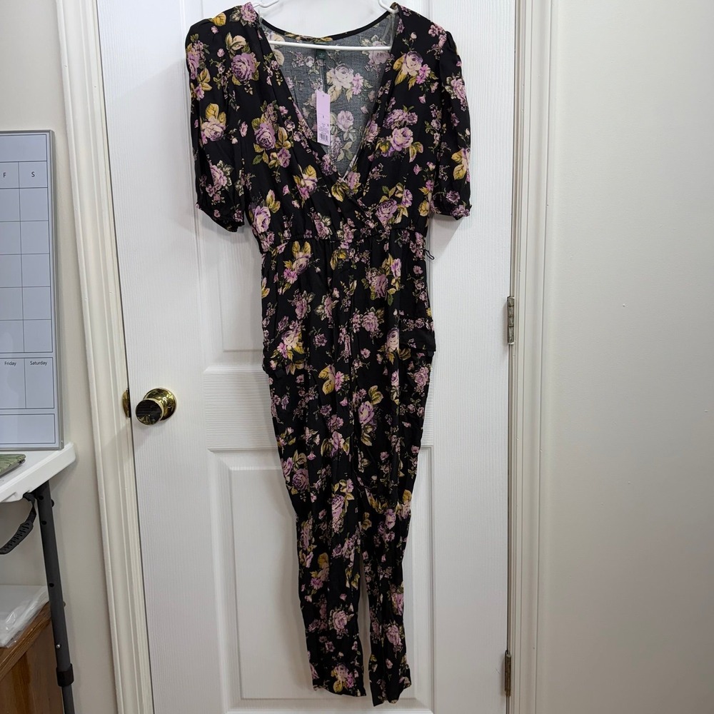 NEW Wild Fable black floral v-neck jumpsuit dress business casual formal attire